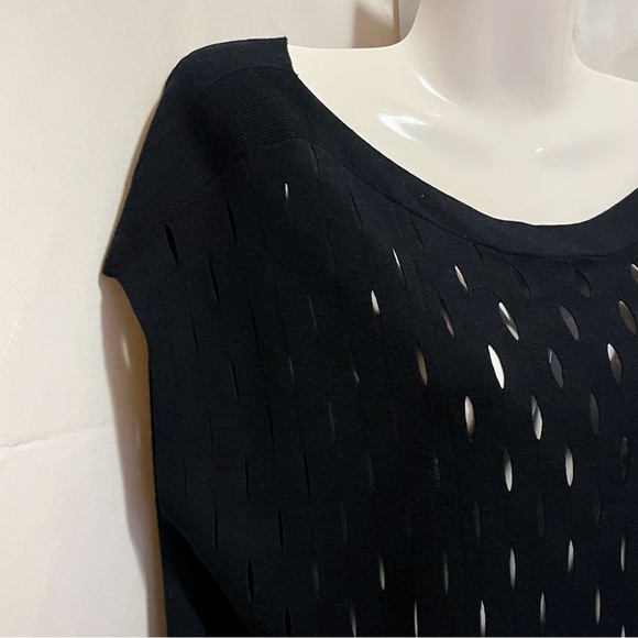 Lafayette 148 New York M Knit Top Black Cutout Cap Sleeve Capsule Old Money Lux - Picture 4 of 10